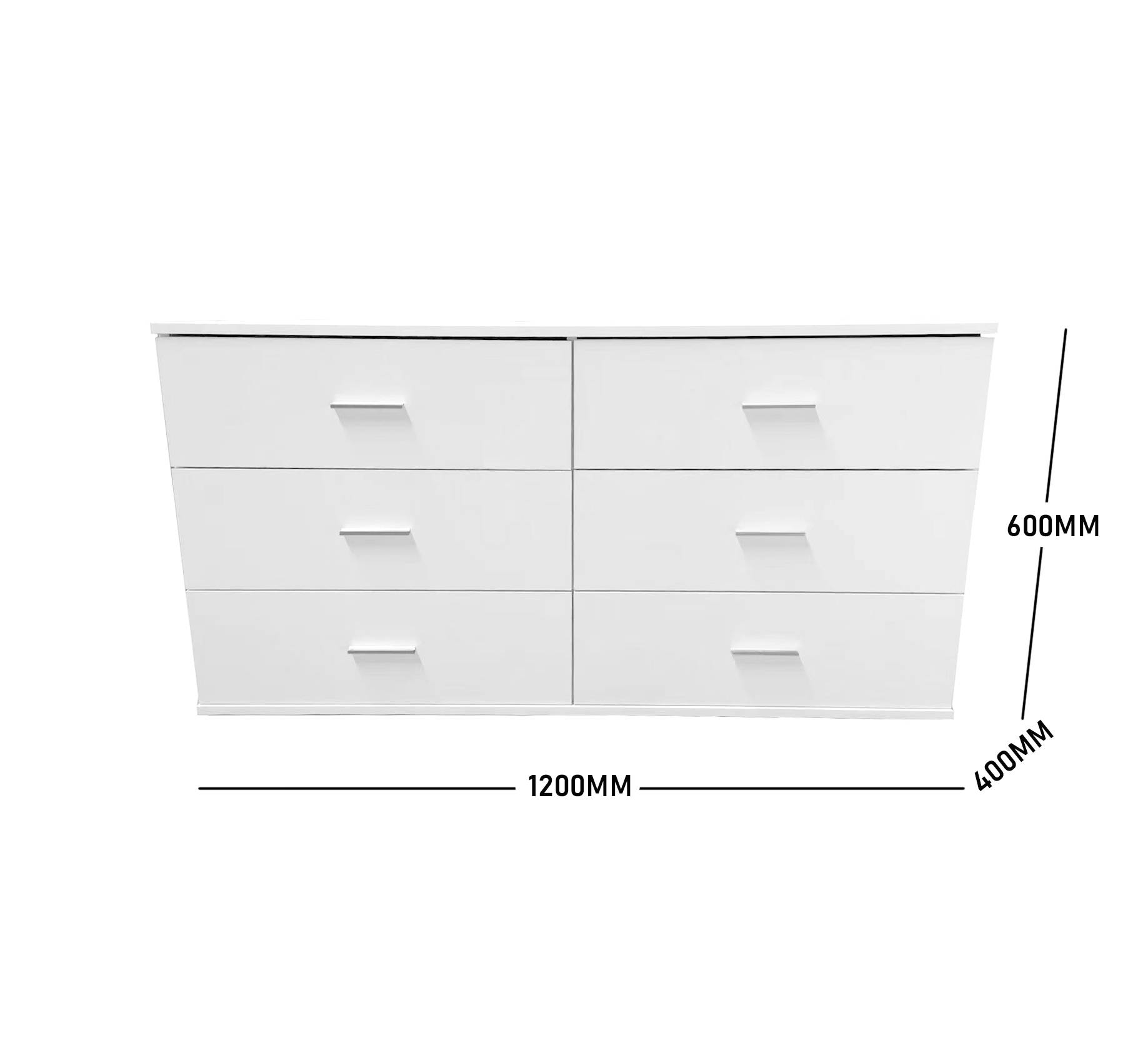 White 6 Drawer Credenza Drawer Cabinet 120CM