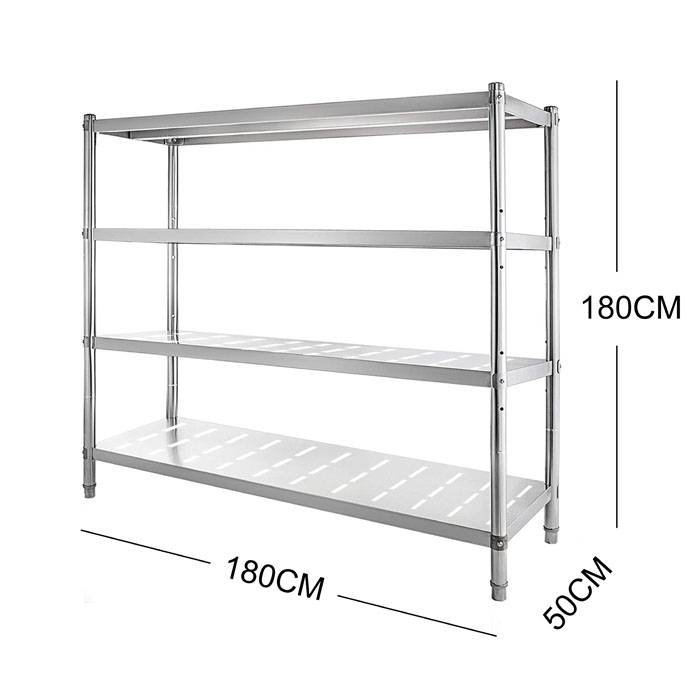 180cm Stainless Steel Metal 4 Tier Kitchen Shelf With Drain holes