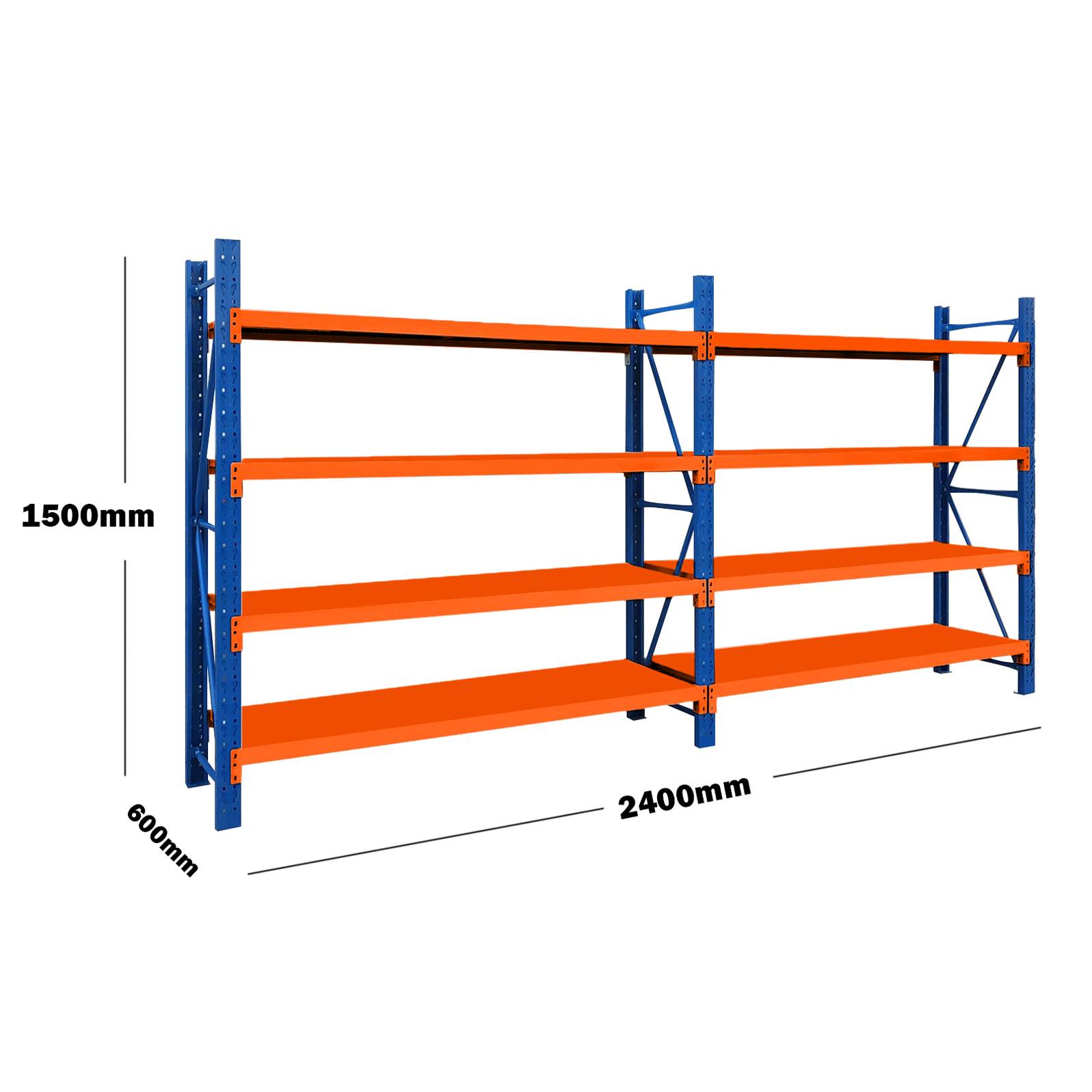 2.4M(L) x 1.5M(H) x 0.6M(D) Shelves Racking Metal Steel Blue & Orange 2415BO