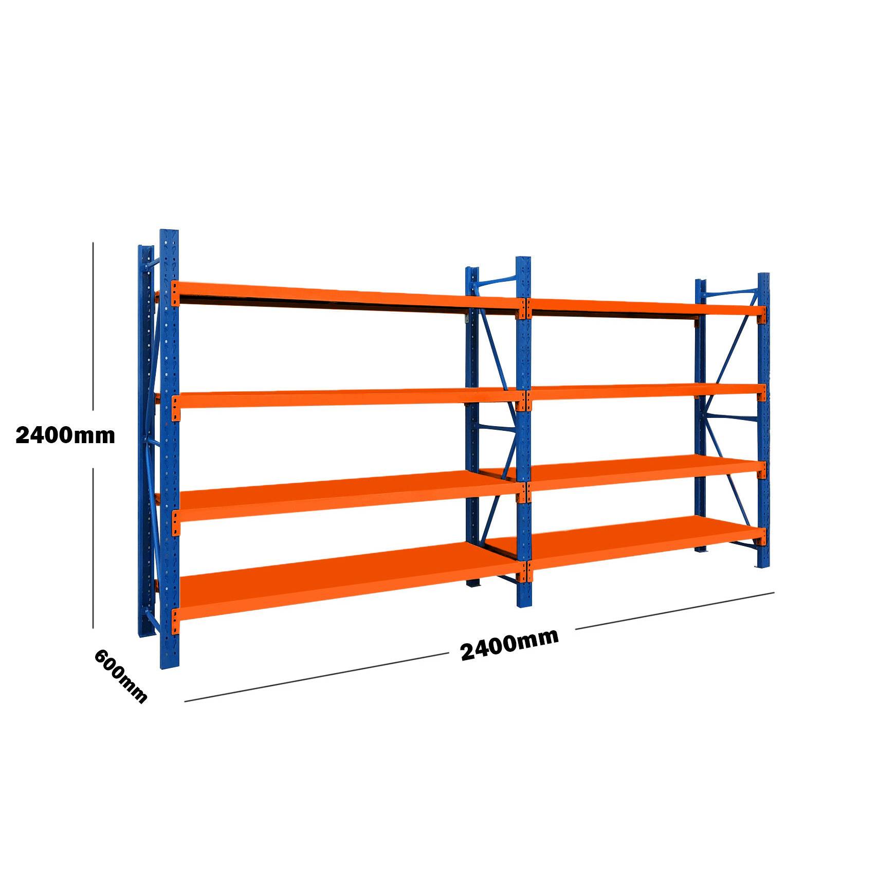 2.4M(L) x 2.4M(H) x 0.6M(D) Shelves Racking Metal Steel Blue & Orange 2424BO