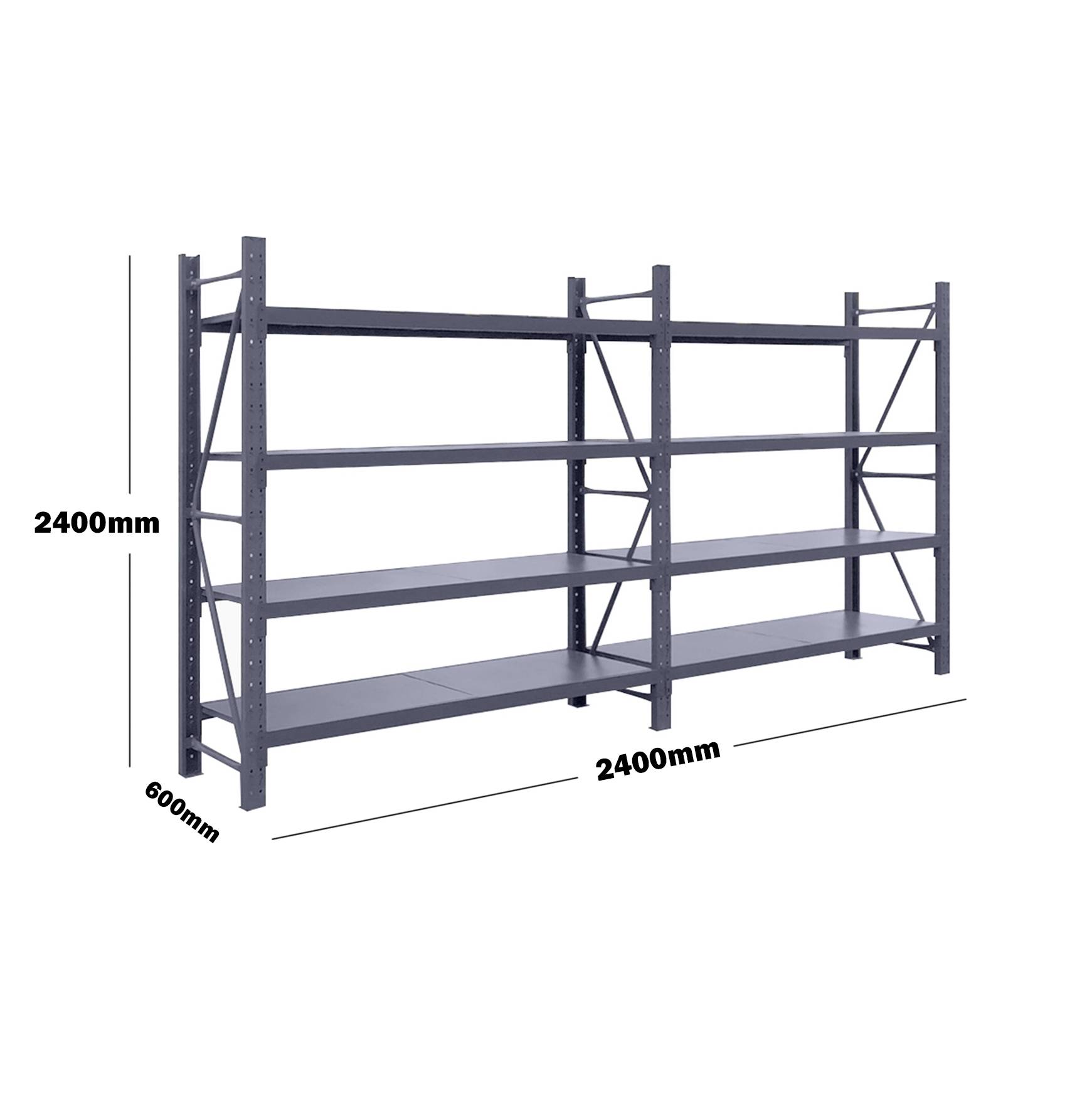 2.4M(L) x 2.4M(H) x 0.6M(D) Shelves Racking Metal Steel Charcoal 2424C
