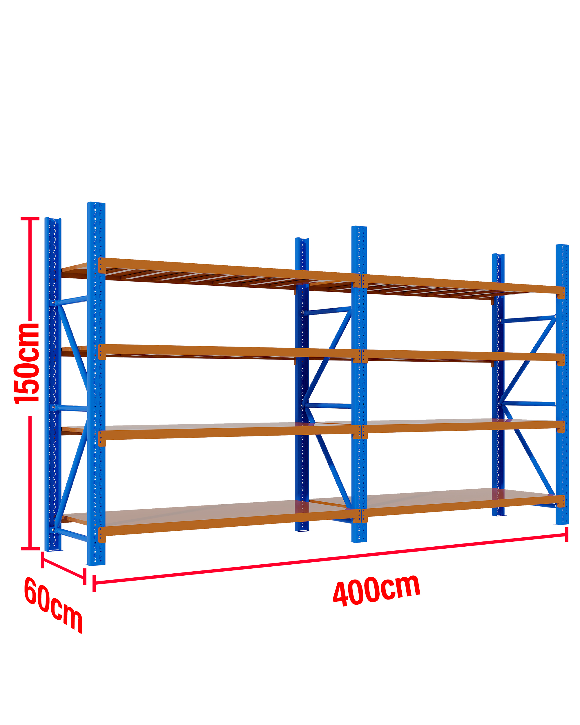 4M(L) x 1.5M(H) x 0.6M(D) Shelves Racking Metal Steel Blue & Orange 4015BO