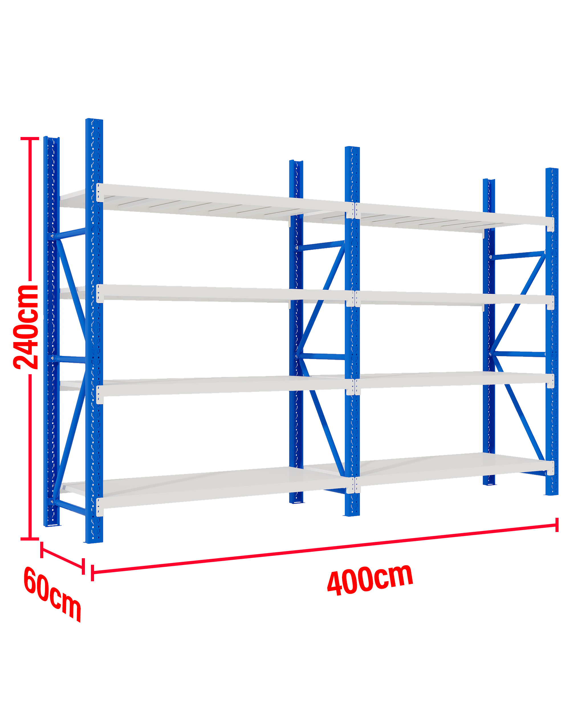 4M(L) x 2.4M(H) x 0.6M(D) Shelves Racking Metal Steel Blue & White 4024BG