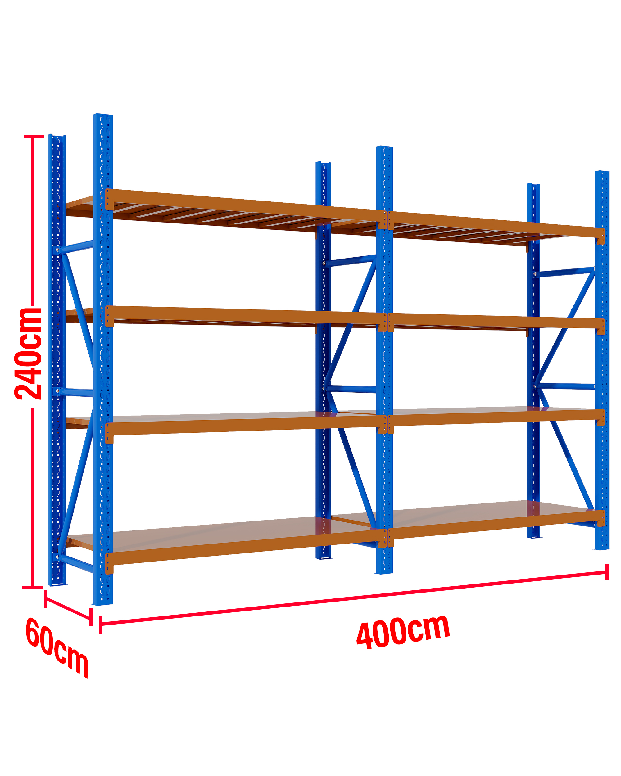 4M(L) x 2.4M(H) x 0.6M(D) Shelves Racking Metal Steel Blue & Orange 4024BO