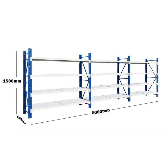 6M(L) x 1.5M(H) x 0.6M(D) Shelves Racking Metal Steel Blue & White 6015BG