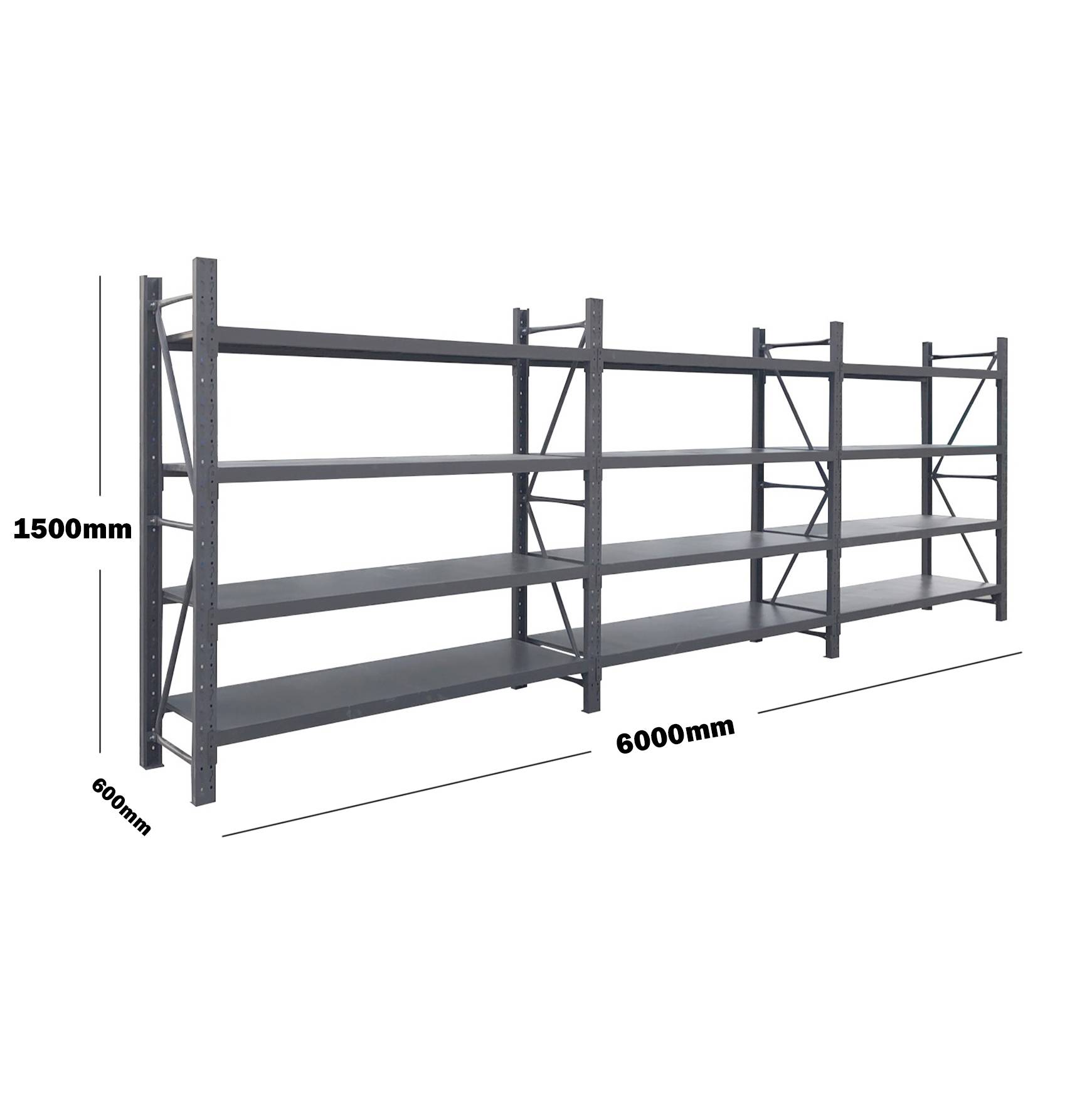 6M(L) x 1.5M(H) x 0.6M(D) Shelves Racking Metal Steel Charcoal 6015C