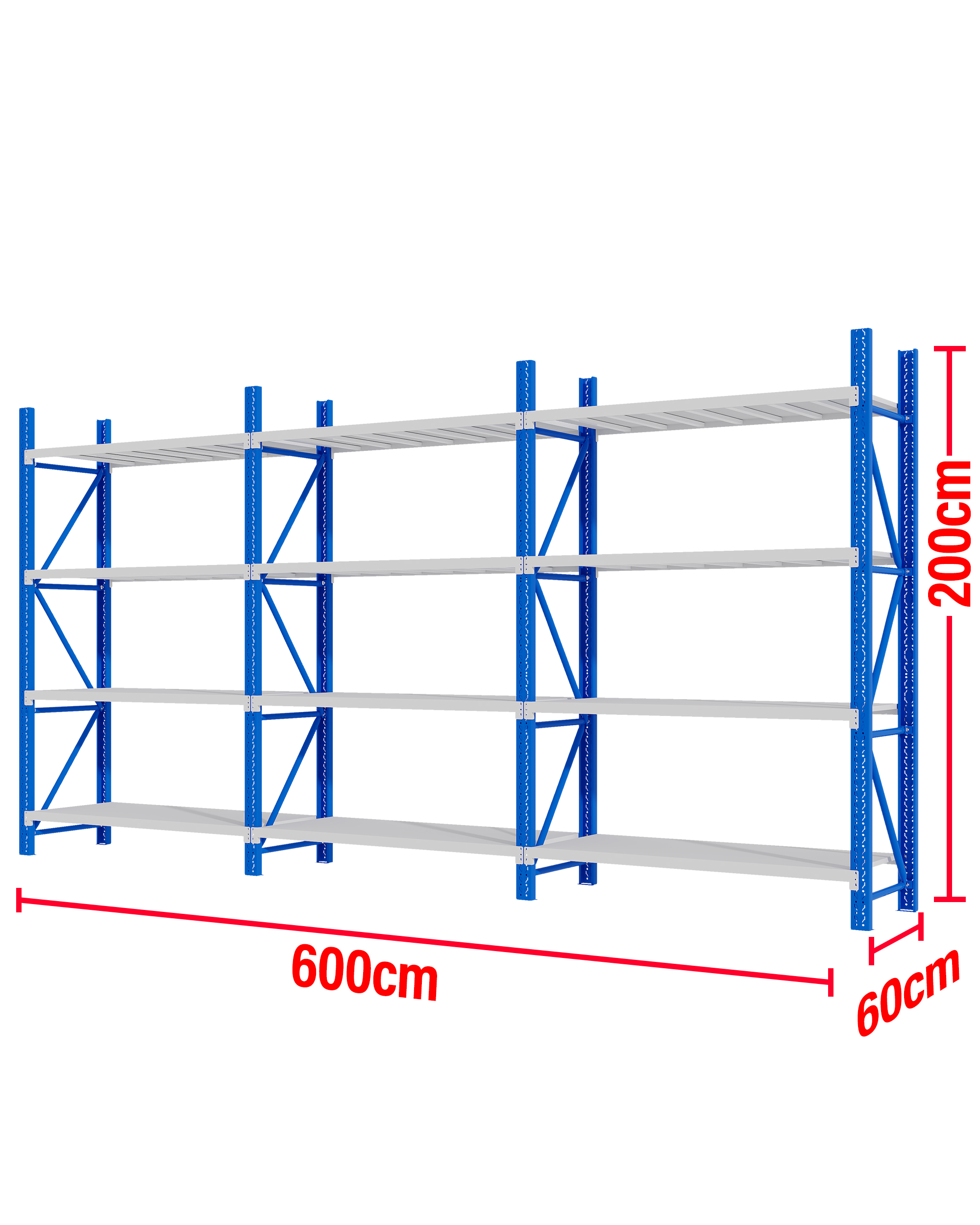 6M(L) x 2M(H) x 0.6M(D) Shelves Racking Metal Steel Blue & White 6020BG