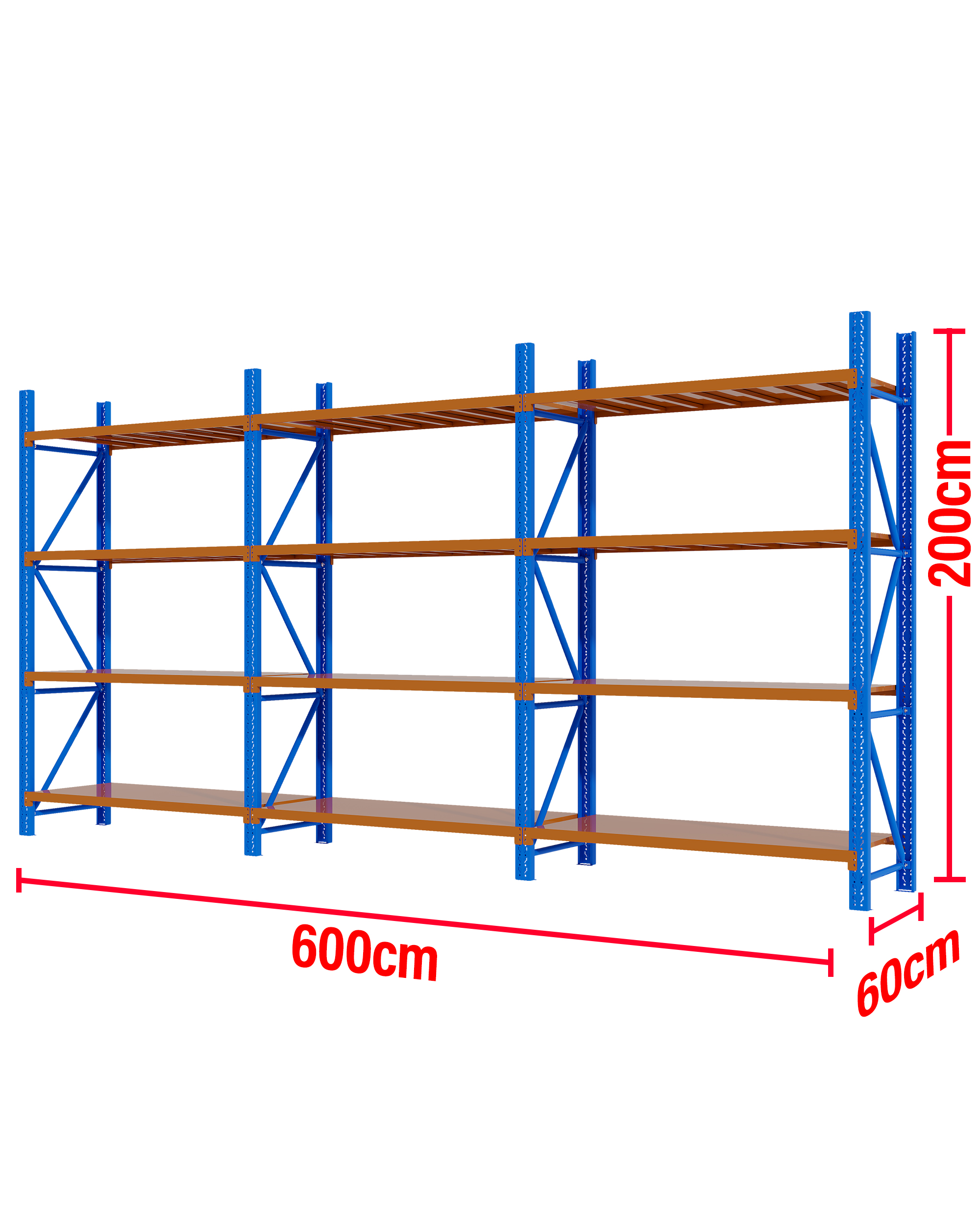 6M(L) x 2M(H) x 0.6M(D) Shelves Racking Metal Steel Blue & Orange 6020BO