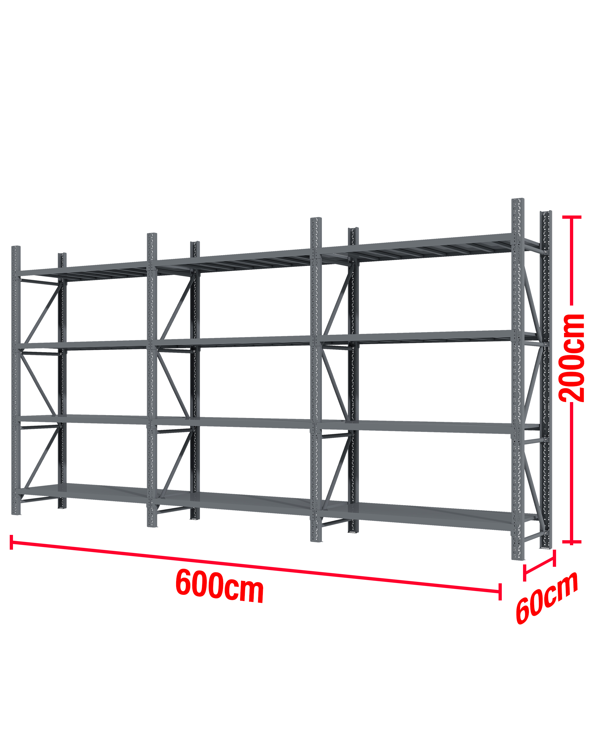 6M(L) x 2M(H) x 0.6M(D) Shelves Racking Metal Steel Charcoal 6020C