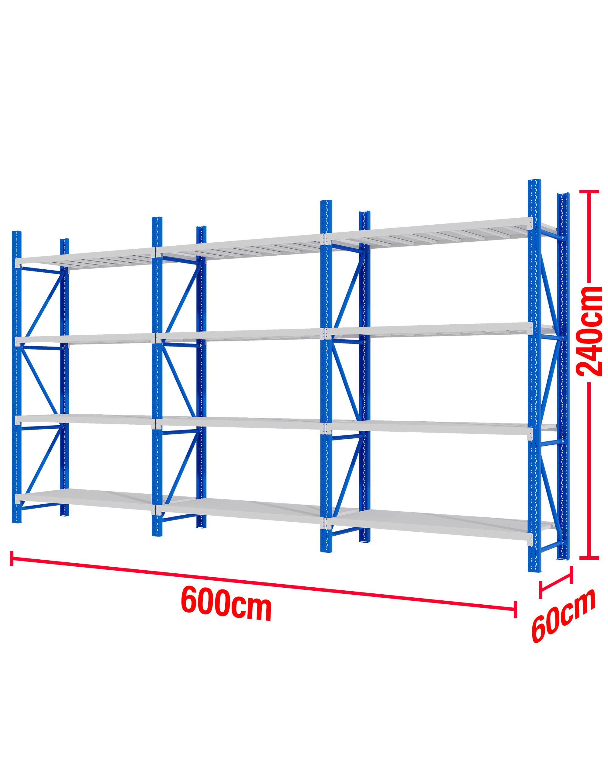 6M(L) x 2.4M(H) x 0.6M(D) Shelves Racking Metal Steel Blue & White 6024BG