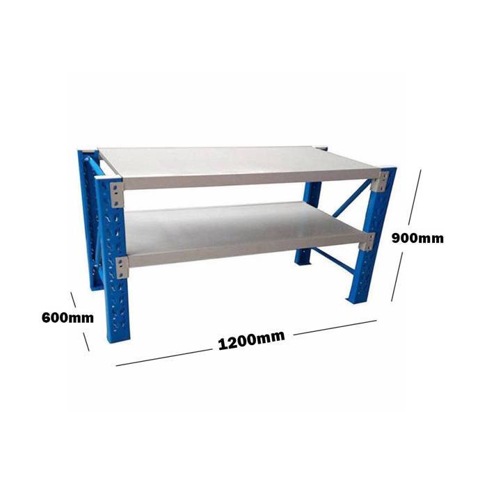 1.2M HEAVY DUTY METAL 2 TIER WORKBENCH UNIT BLUE & WHITE 6912BG