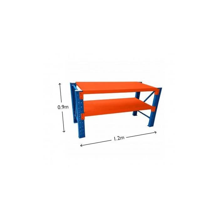1.2M HEAVY DUTY METAL 2 TIER WORKBENCH UNIT BLUE & ORANGE 6912BO