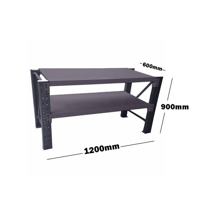 1.2M HEAVY DUTY METAL 2 TIER WORKBENCH UNIT CHARCOAL 6912C