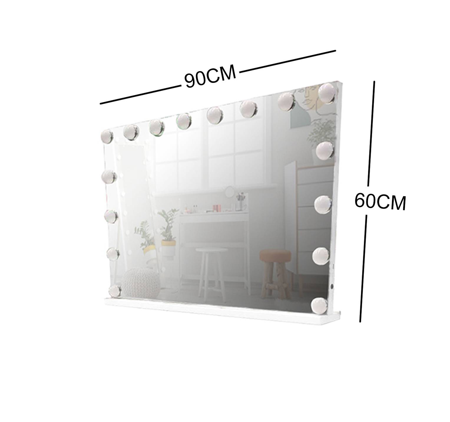 WHITE MAKE-UP HOLLYWOOD LED MIRROR 90CM X 60CM ML-DS04