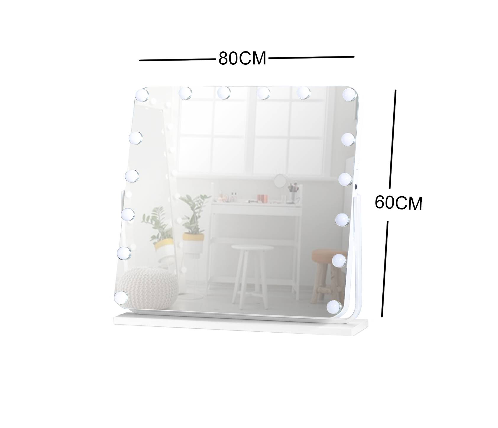 WHITE MAKE-UP HOLLYWOOD LED MIRROR TILT ADJUSTABLE 80CM X 60CM ML-DS05