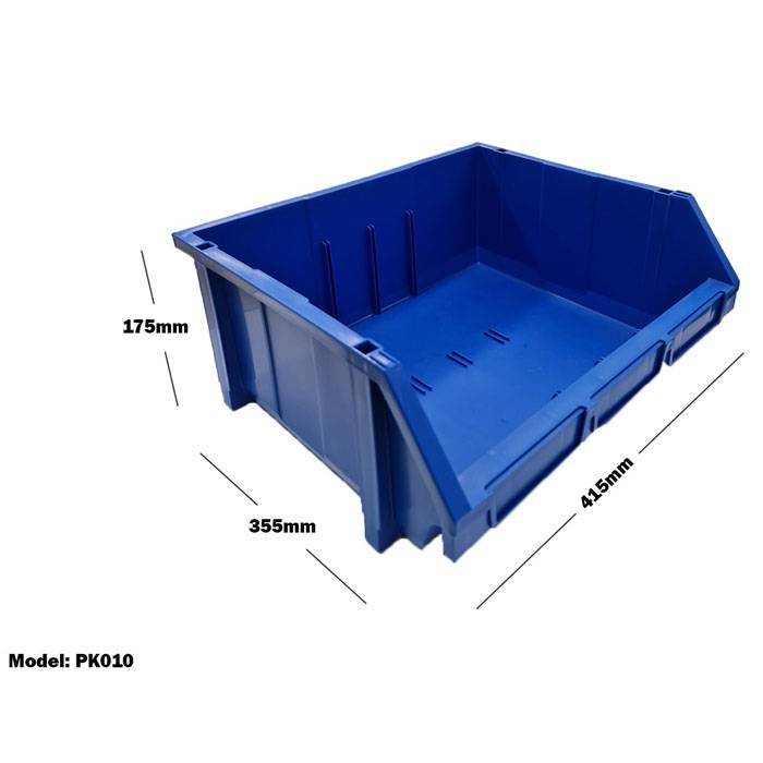 BLUE PLASTIC STACKABLE SPACE SAVING STORAGE BIN PK010