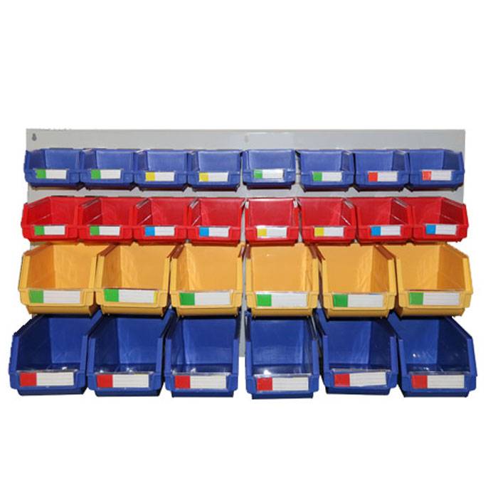 28 STORAGE BIN WALL-MOUNTED RACK TOOLS PARTS GARAGE SHELVING ORGANISER PS090