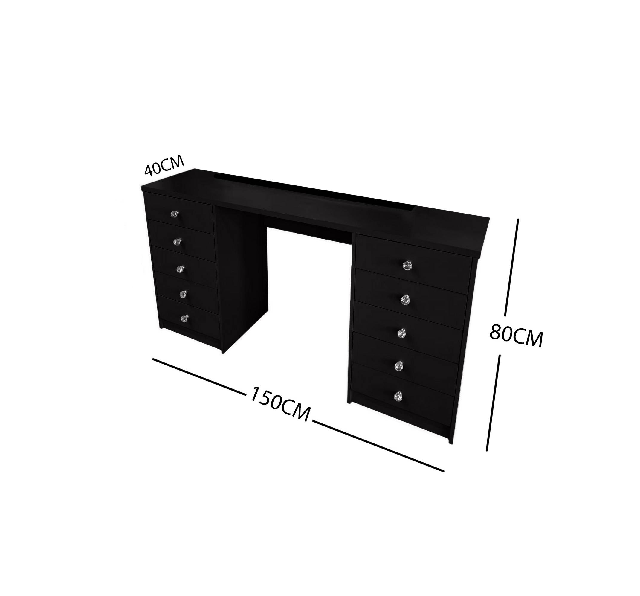 BLACK MAKE-UP DRESSER TABLE WITH 10 DRAWERS TL-DS06K