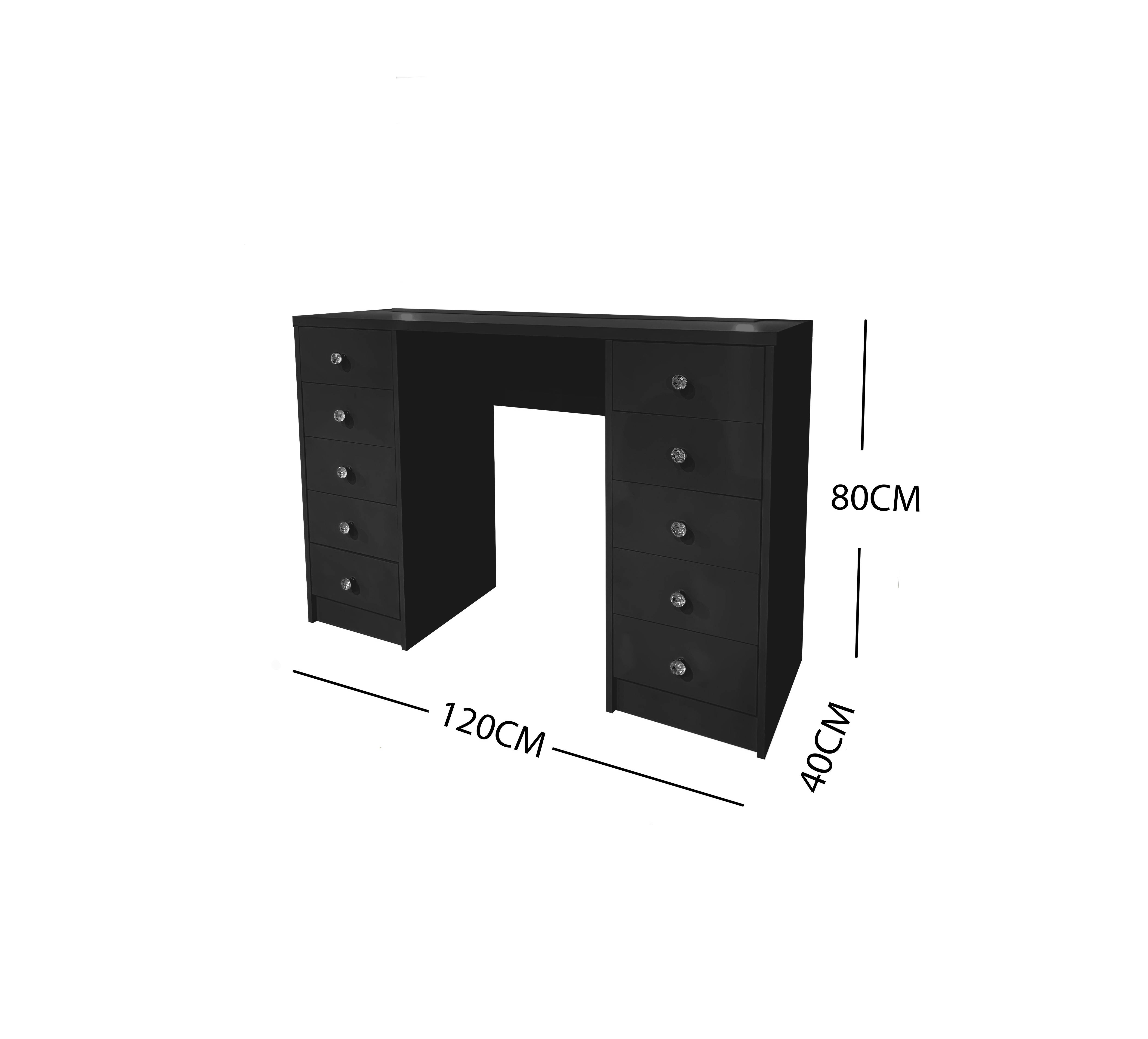 BLACK MAKE-UP DRESSER TABLE  WITH 10 DRAWERS TL-DS07K