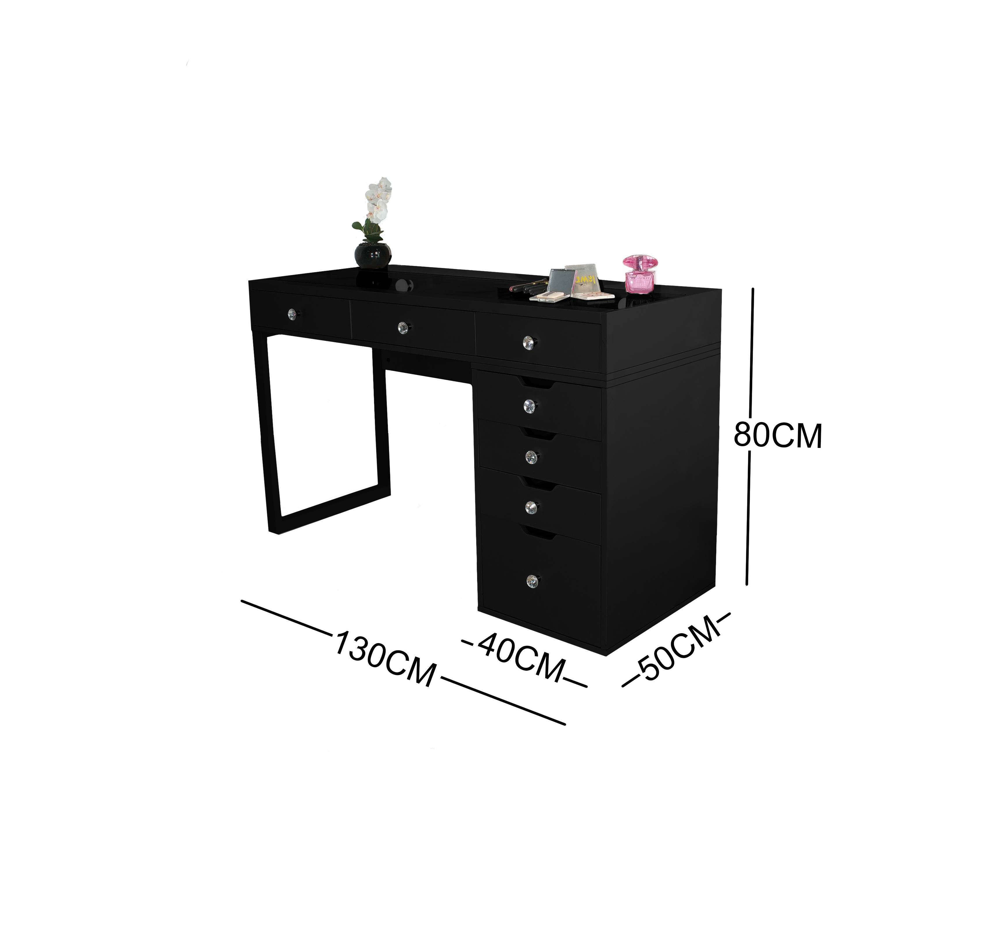 BLACK MAKE-UP DRESSER TABLE WITH 7 DRAWERS TL-DS10K