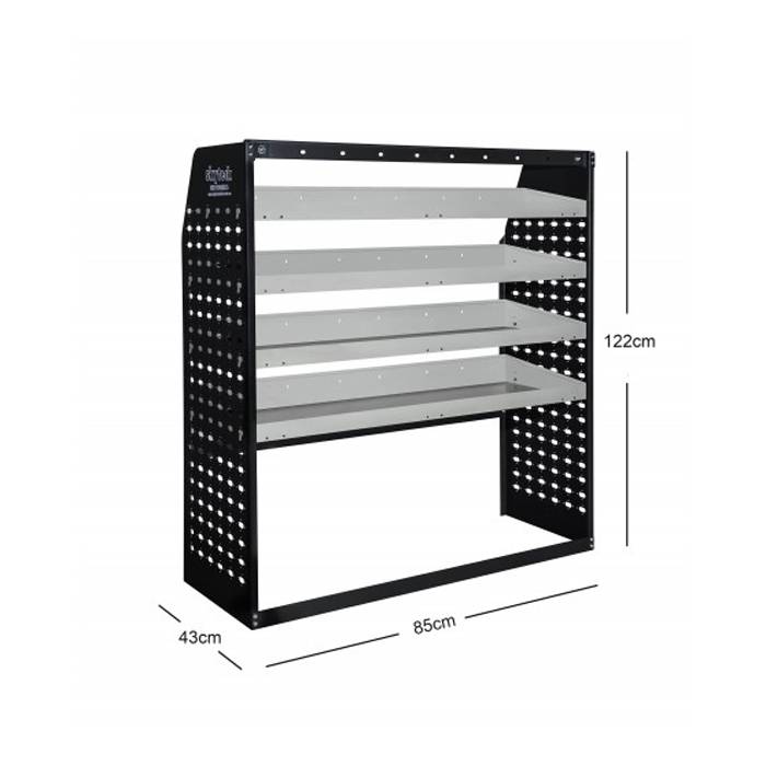 METAL VAN SHELVING 4 TIER SHELF COMPLETE UNIT 85CM X 122CM X 43CM VS002