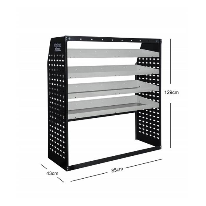 METAL VAN SHELVING 4 TIER SHELF COMPLETE UNIT 85CM X 129CM X 43CM VS003