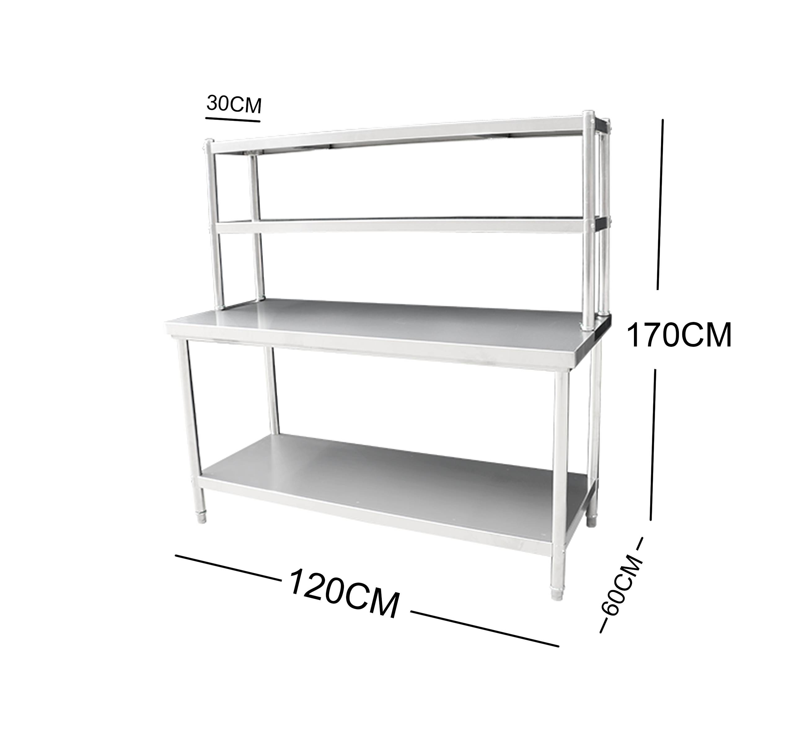 120cm Stainless Steel Metal Workbench Shelf Combo Kitchen Bench Freezer Storage