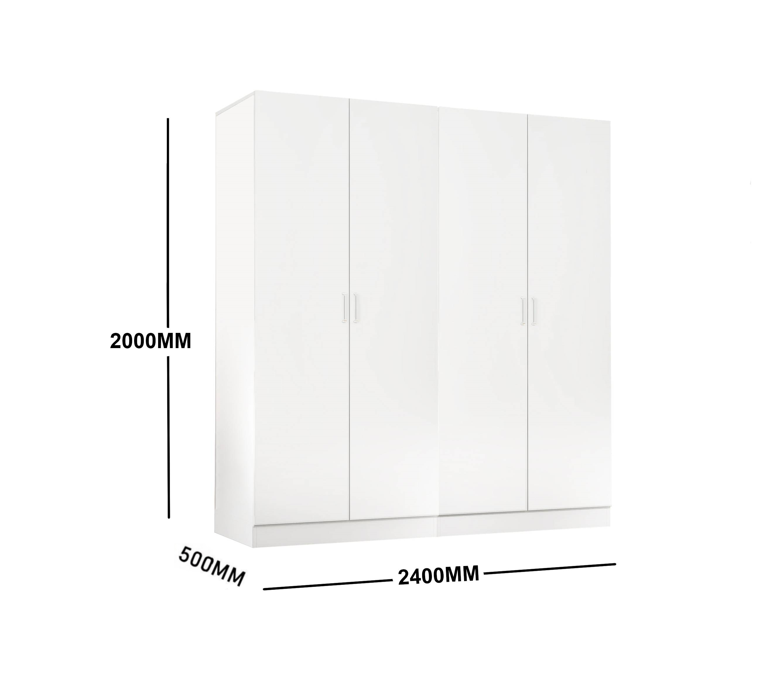 White 5 Tier Wardrobe Cabinet Cupboard 120CM (DOUBLE BAY PACKAGE)