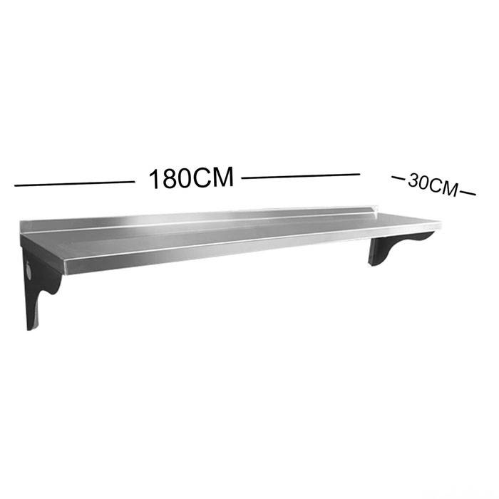 180CM STAINLESS STEEL METAL WALL MOUNTED FLOATING STORAGE SHELF