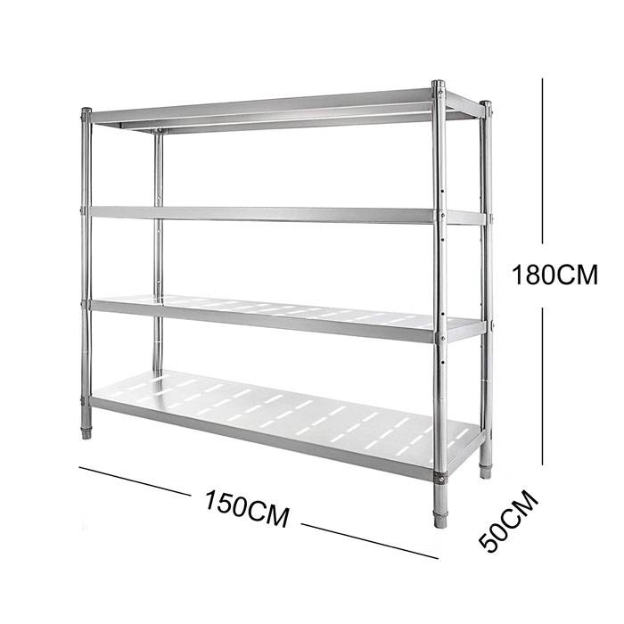 150cm Stainless Steel Metal 4 Tier Kitchen Shelf With Drain holes
