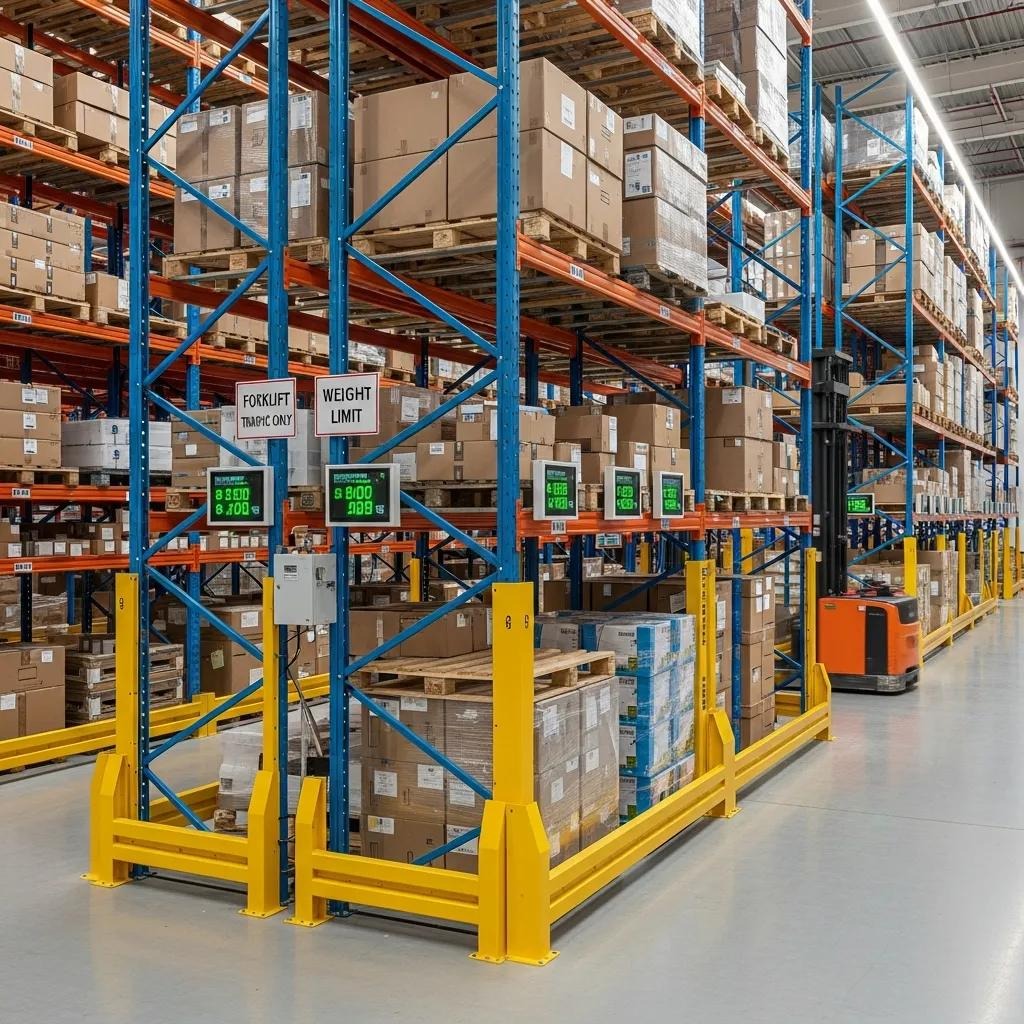 Innovative safety features in pallet racking systems, emphasizing modern warehouse safety standards