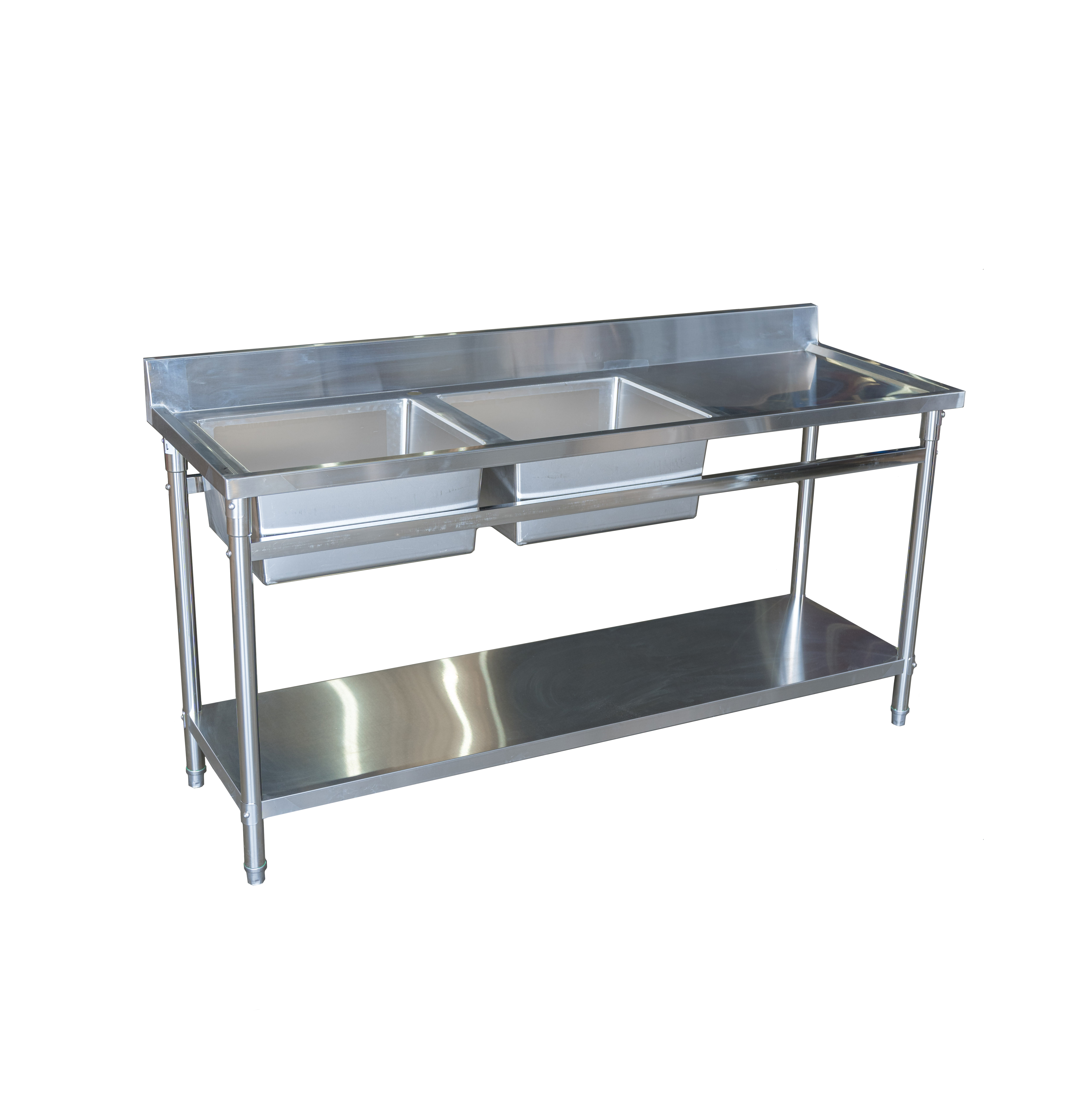 150CM X 60CM Double Left Stainless Sink With 120mm Splashback