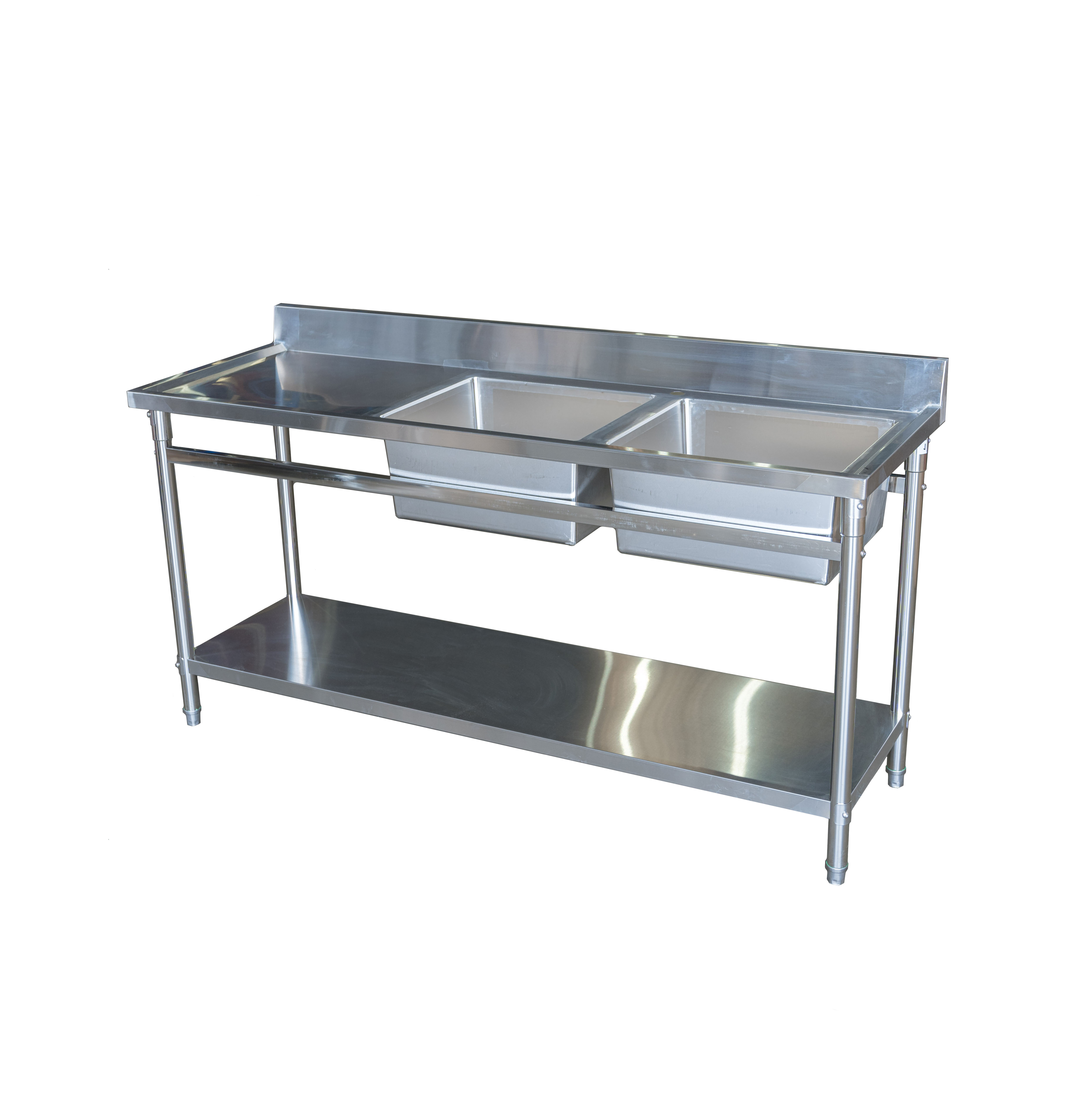 150CM X 60CM Double Right Stainless Sink With 120mm Splashback