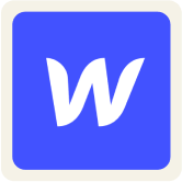 Logo de webflow sur un fond beige avec les bords arrondies