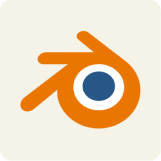 Logo de blender sur un fond beige avec les bords arrondies