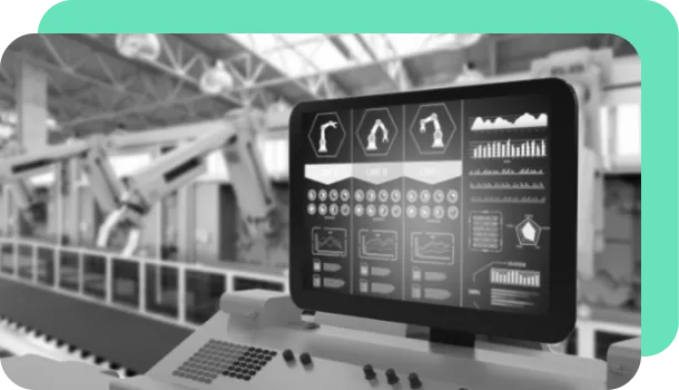 A production line uses robotic process automation to have machines perform manual labor.