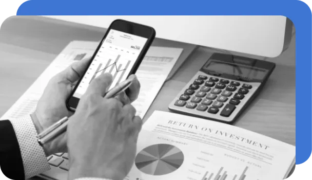 A professional reviews financial data in a credit risk management exercise.