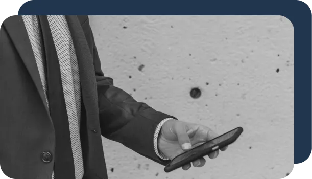 A person uses a cell phone application to automatically create and review documents.