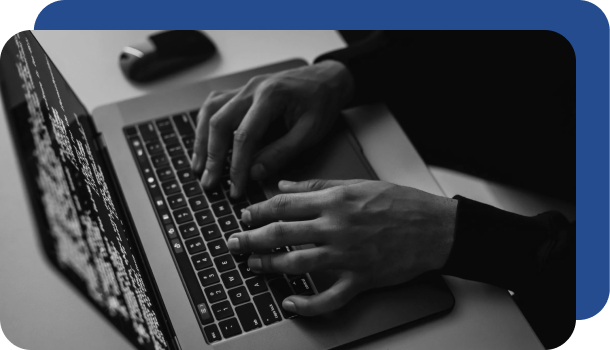 Hackers use a computer to steal credit card information and commit using only the details associated with the card.