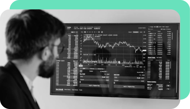 A person monitors signals on a screen that serves as a credit card fraud detection tool.