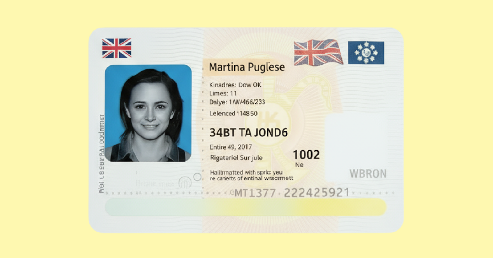 Example of an AI-generated deepfake identity document with fabricated personal details, illustrating the growing threat of synthetic document fraud