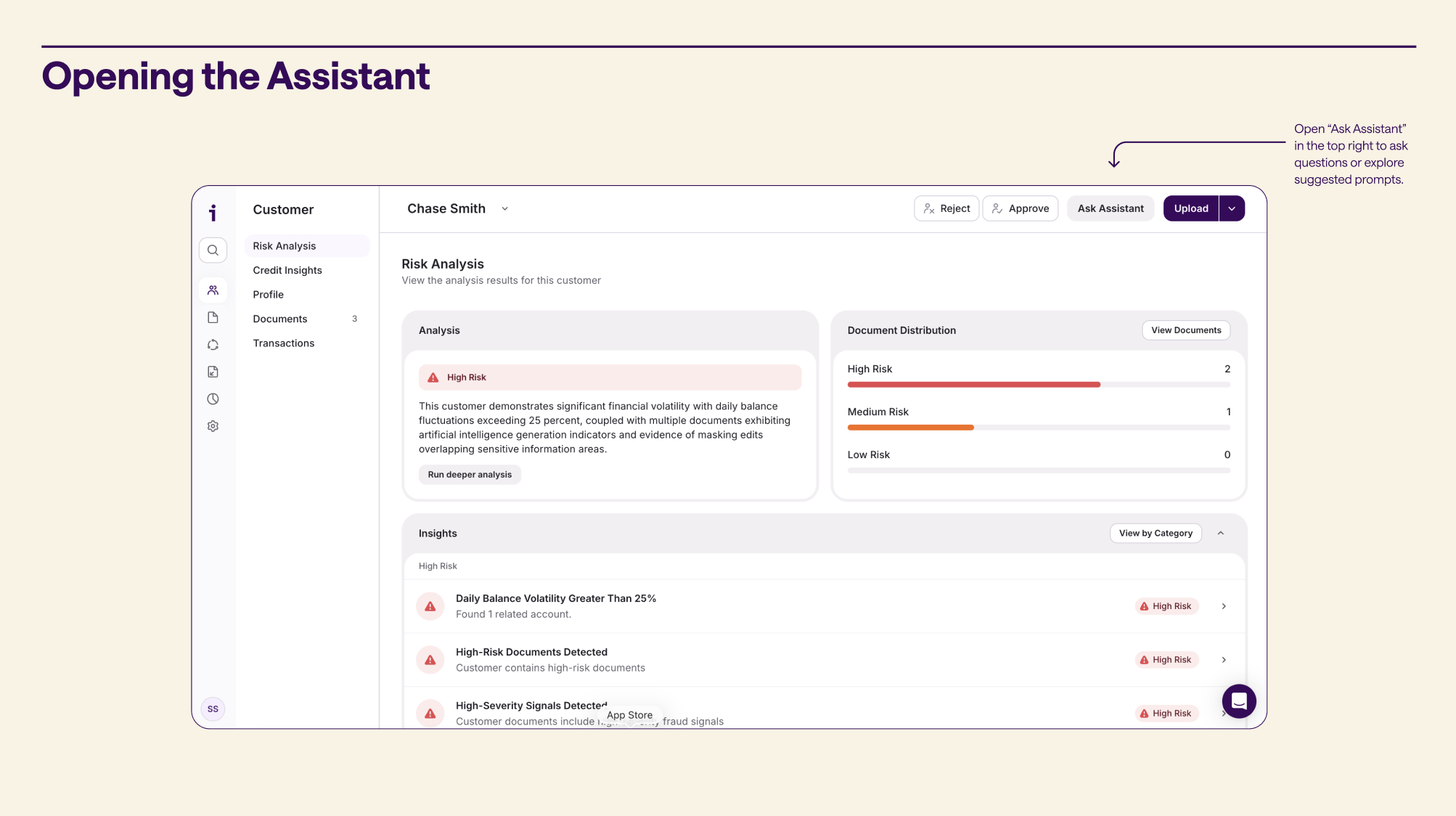 Where to Find the Assistant in the UI