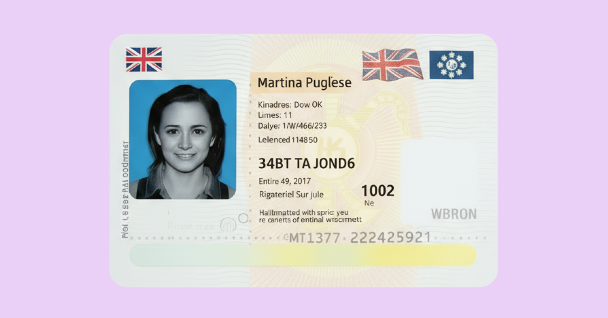 Example of a fraudulent AI-generated identity document used to illustrate how fabricated IDs support synthetic identity fraud schemes.