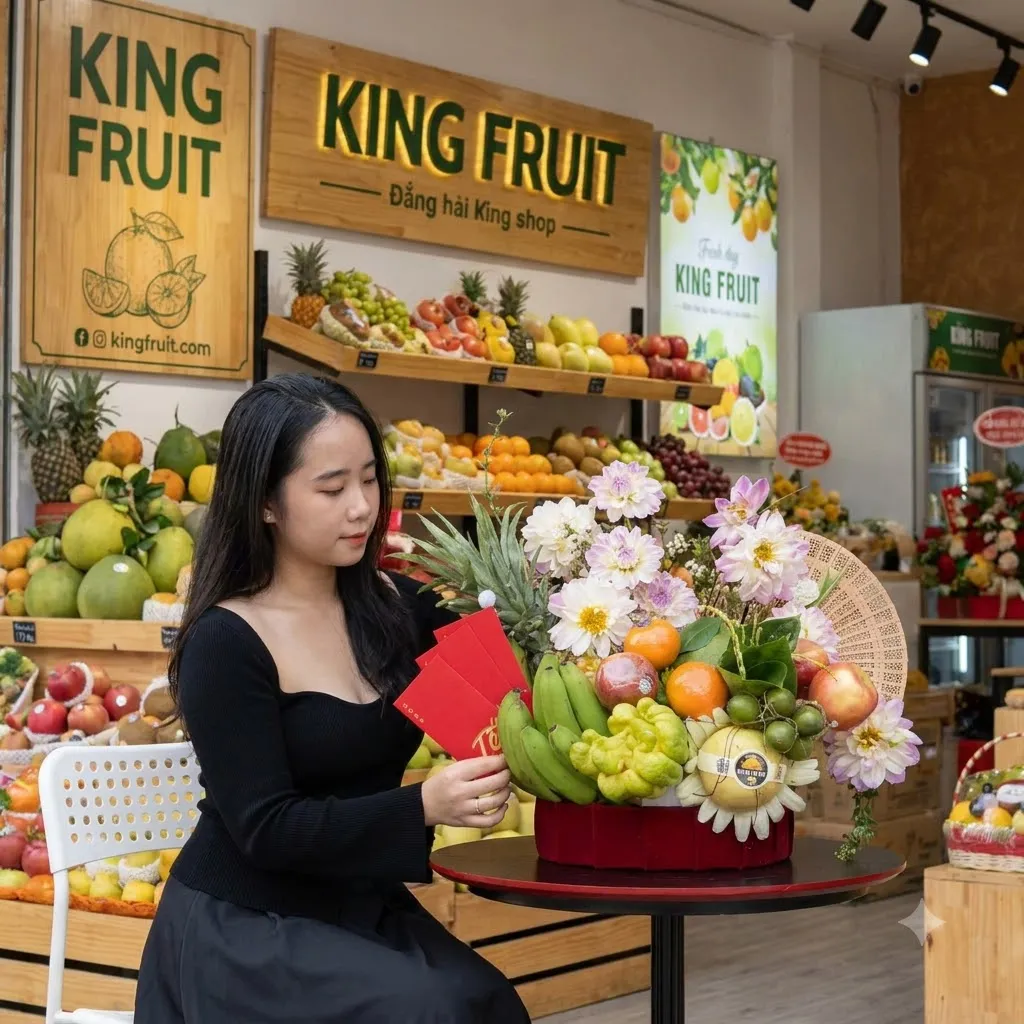 Giỏ hoa quả nhập khẩu do King Fruit gói và giao
