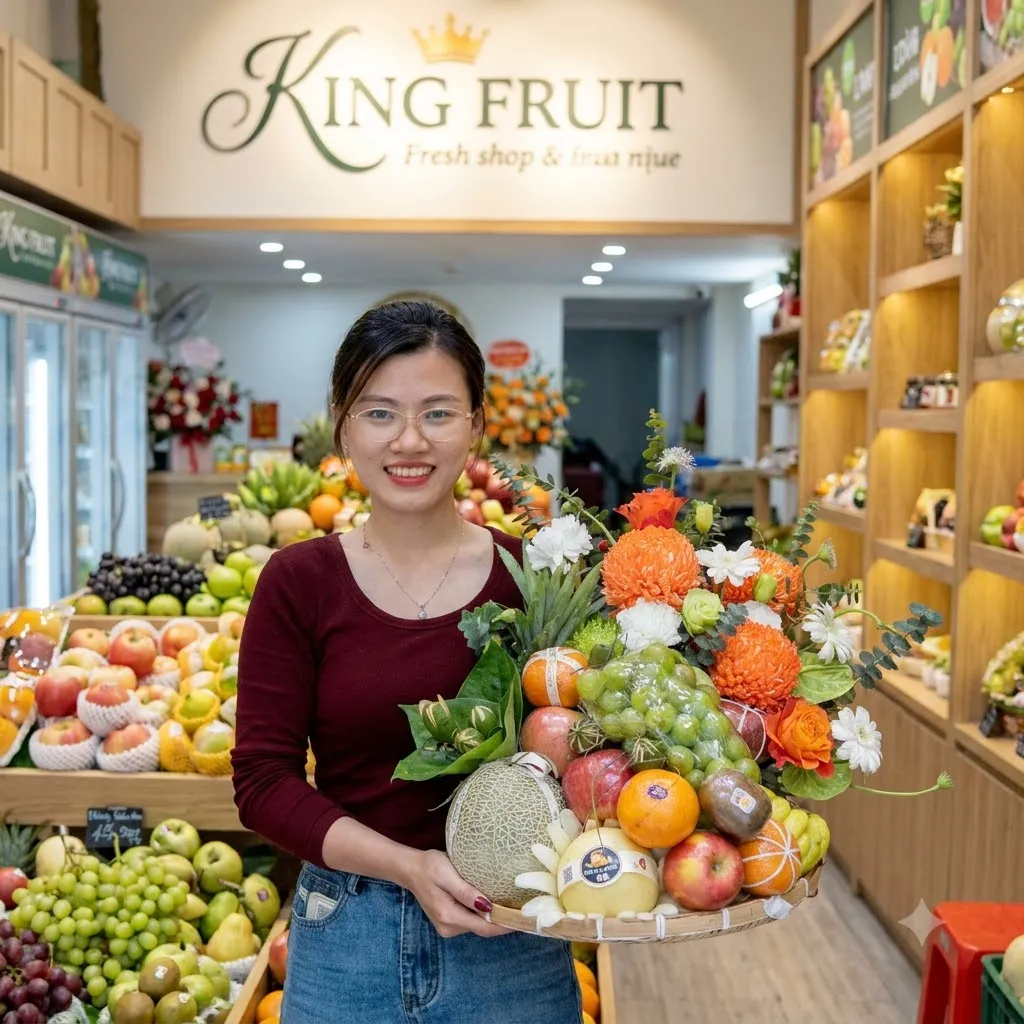 Ảnh thực tế giỏ trái cây quà tặng do King Fruit thực hiện