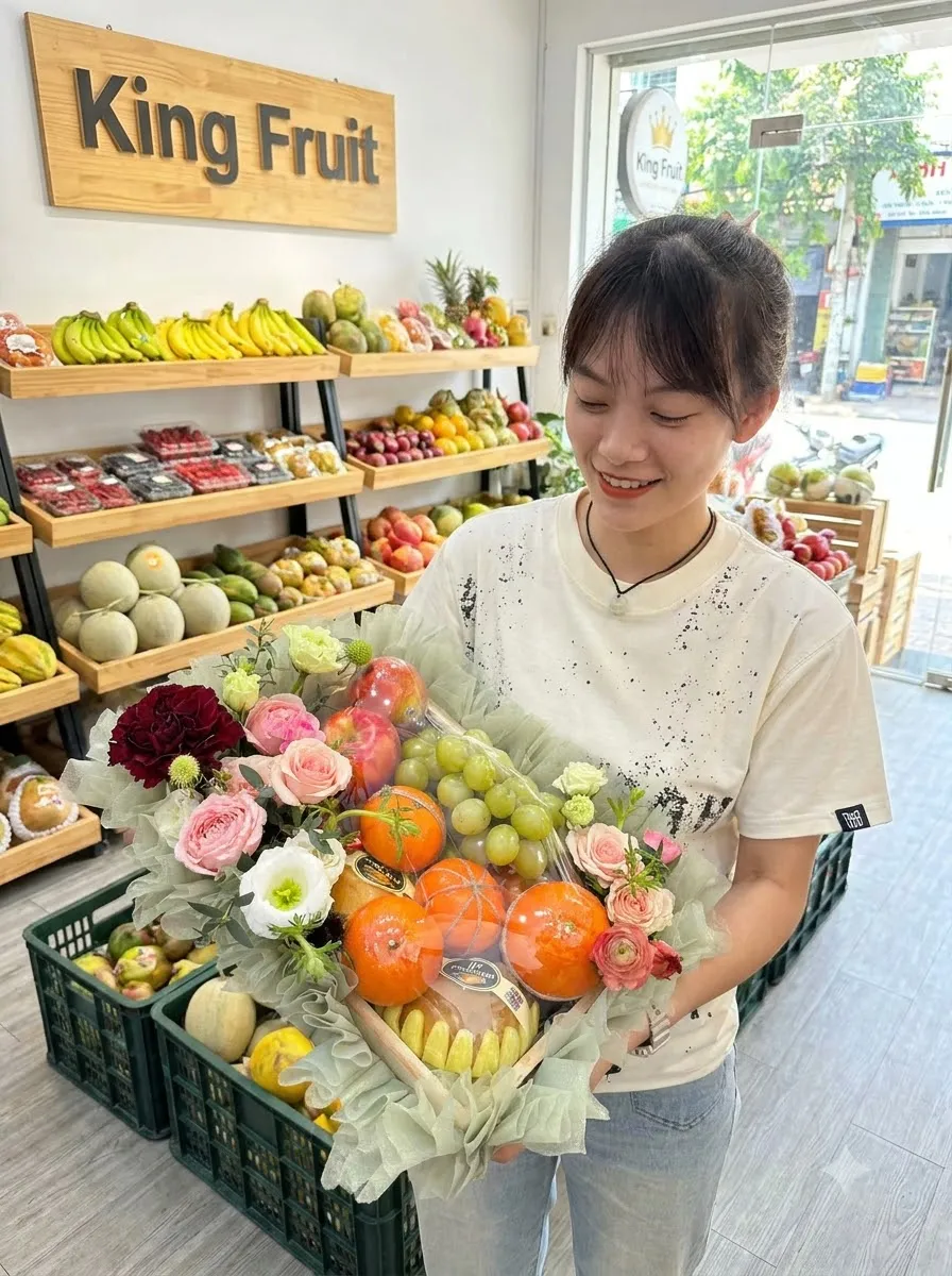 Giỏ hoa quả nhập khẩu do King Fruit gói và giao