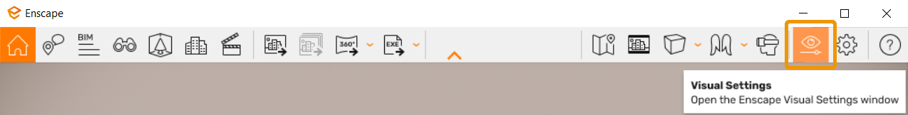 Visual Settings button in the Enscape UI