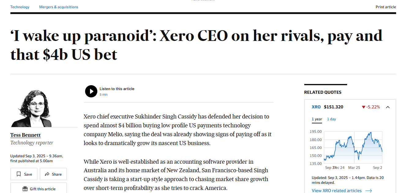 Xero CEO on her rivals, pay and that $4b US bet