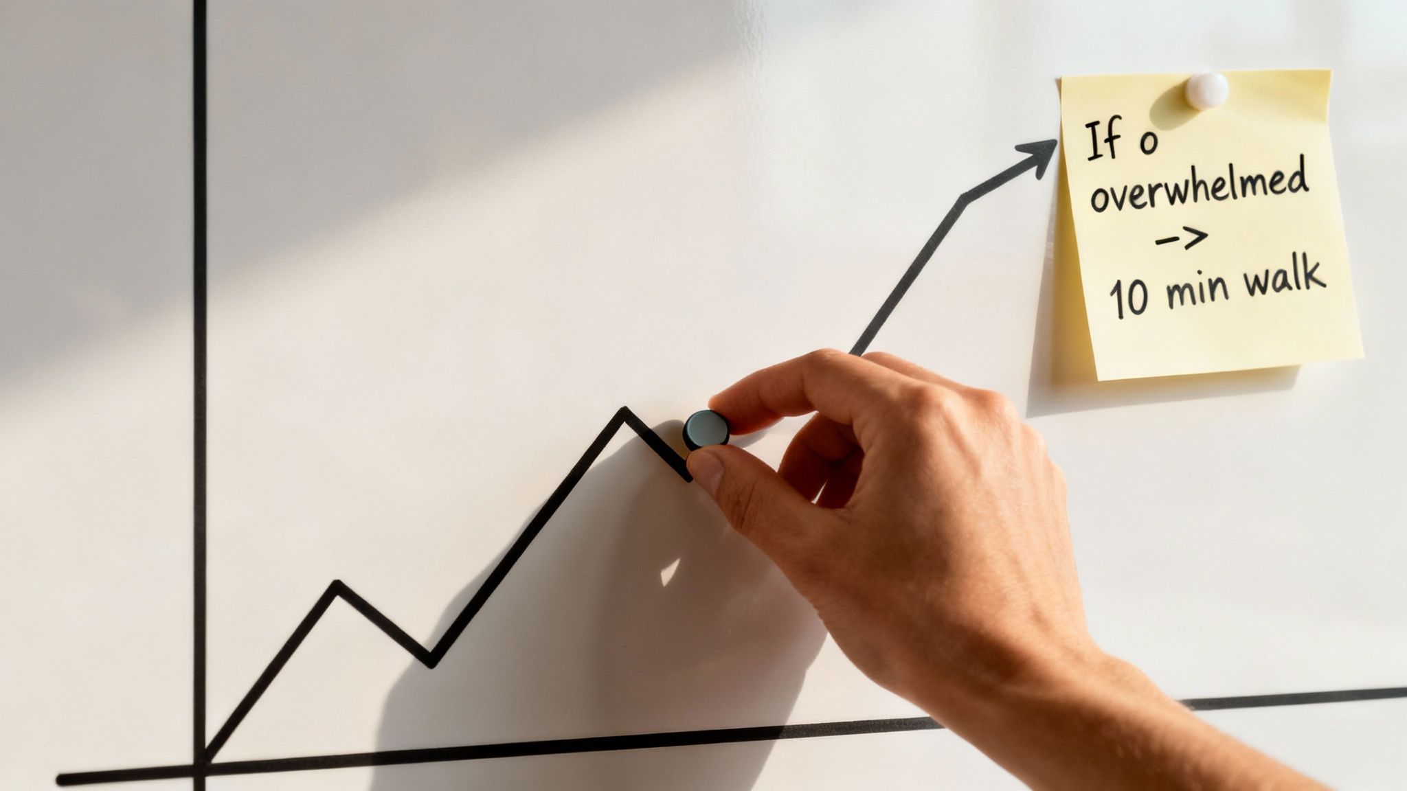 A winding path going up a mountain, representing the journey with setbacks.