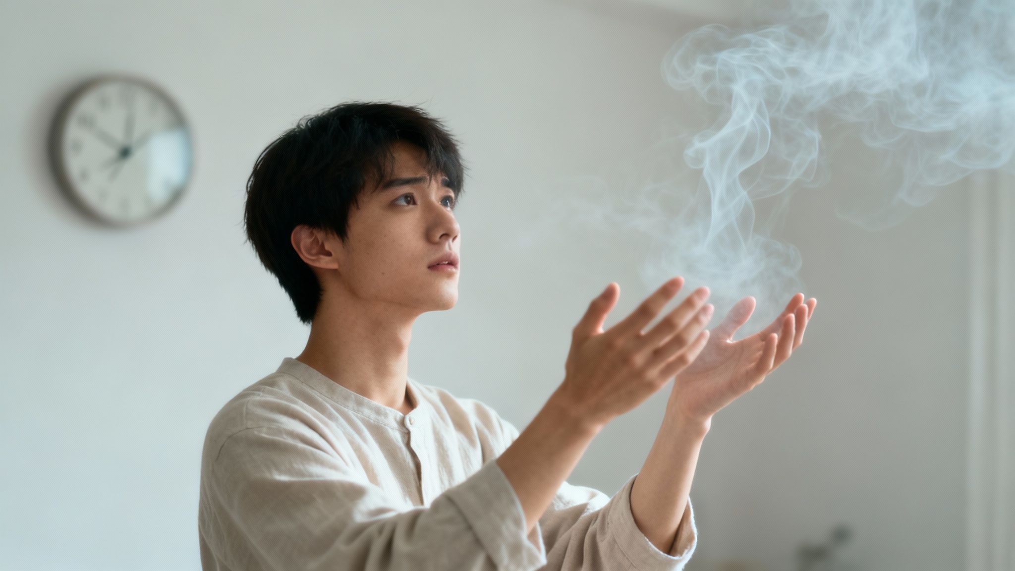 A person's hands trying to catch fog, symbolizing the struggle to manage time.